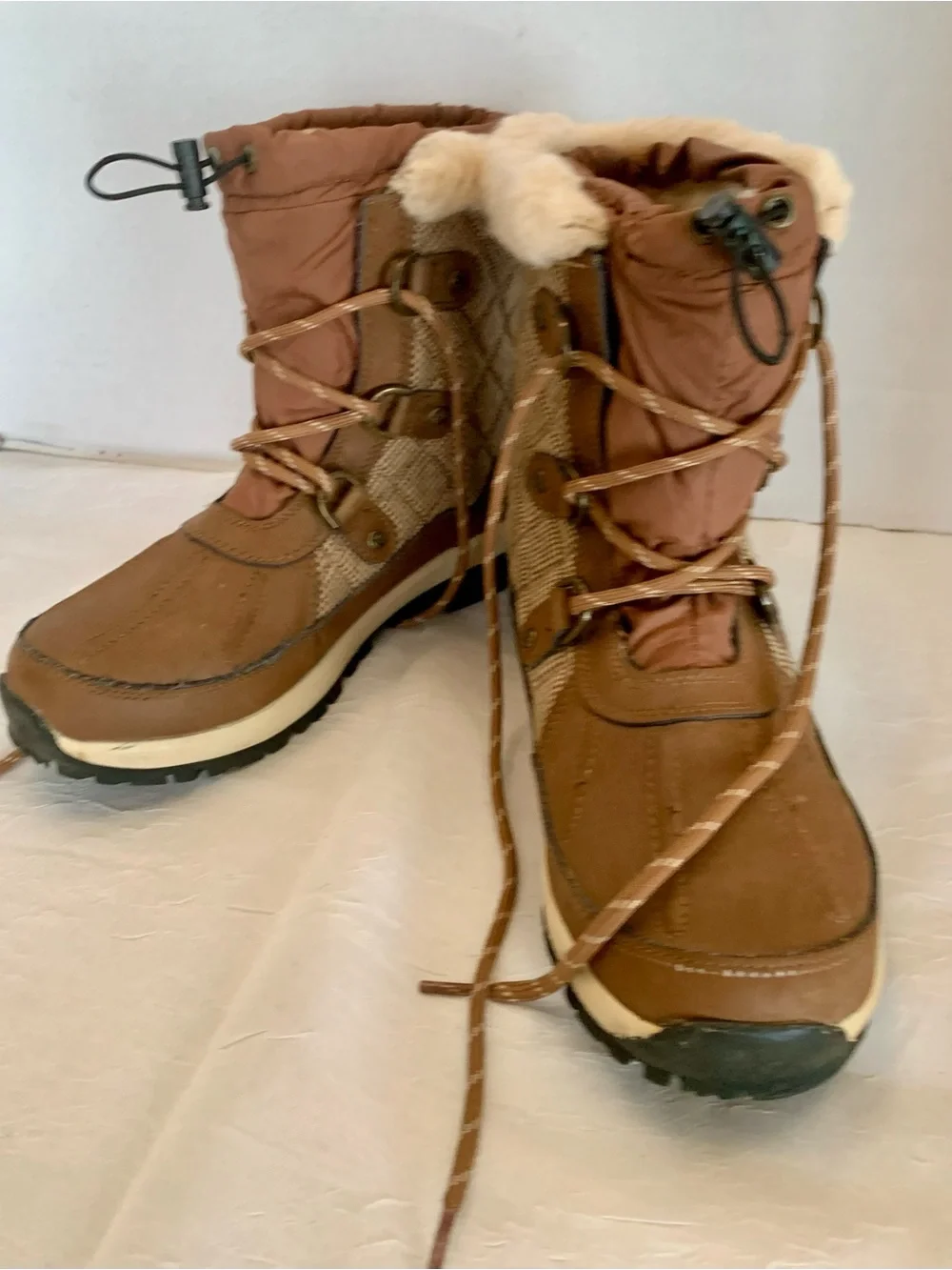 BEARPAW Womens Bethany Brown Outwear Faux Fur Winter Boots Size 7